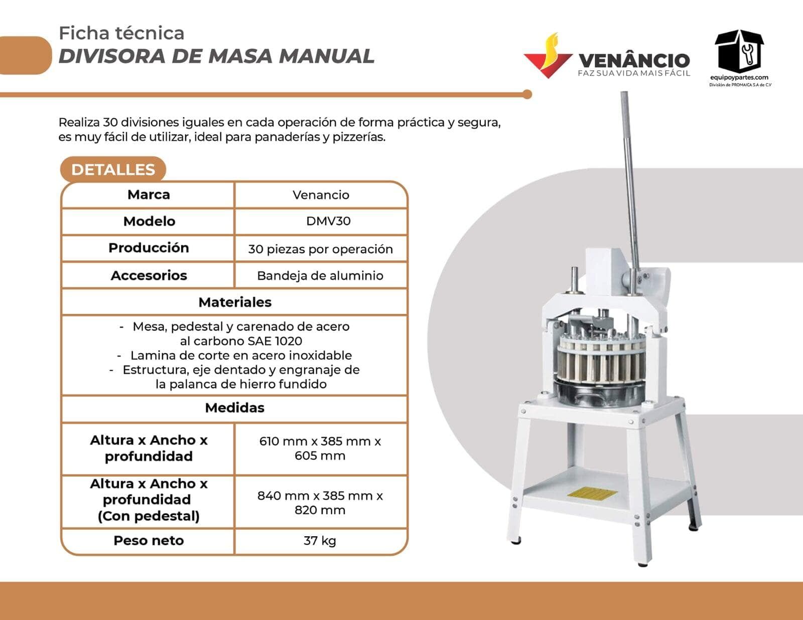 DMV30 DIVISORA DE MASA 30